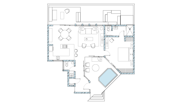 1 Bedroom Suite - Floor Plan - KASA Hotel Riviera Maya