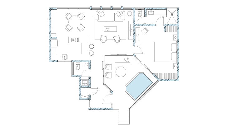 1 Bedroom Suite - Floor Plan - KASA Hotel Riviera Maya